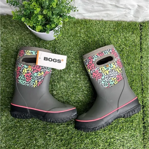 BOGS K GRASP LEOPARD  York Rain Boot, kids size  12 new