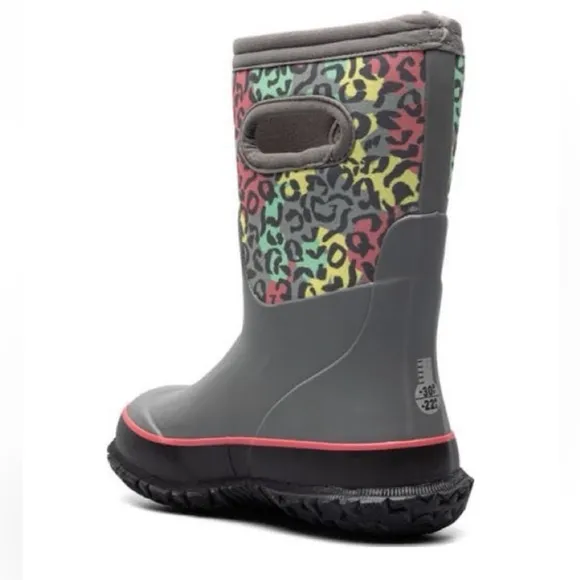 BOGS K GRASP LEOPARD  York Rain Boot, kids size  12 new