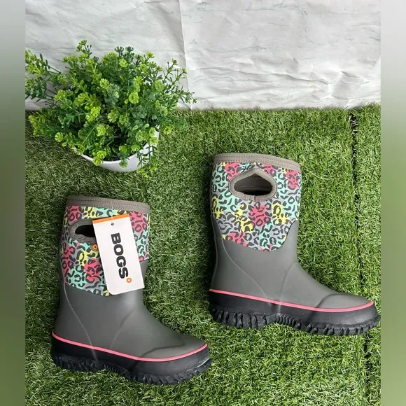 BOGS K GRASP LEOPARD  York Rain Boot, kids size  12 new