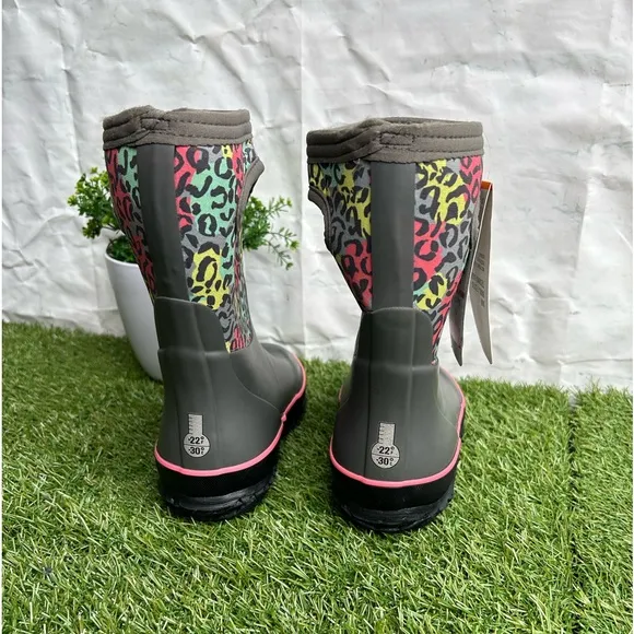 BOGS K GRASP LEOPARD  York Rain Boot, kids size  12 new