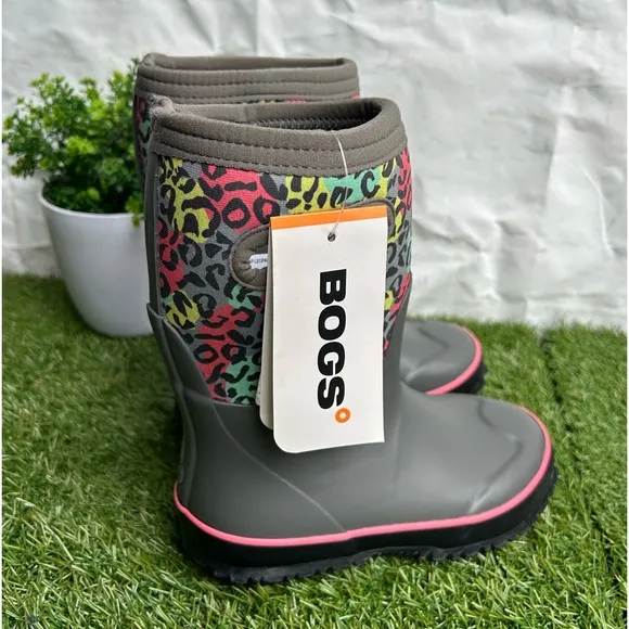 BOGS K GRASP LEOPARD  York Rain Boot, kids size  12 new
