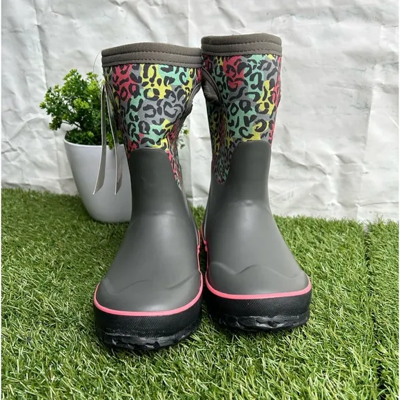BOGS K GRASP LEOPARD  York Rain Boot, kids size  12 new