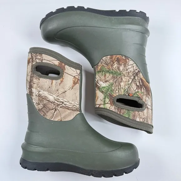 BOGS Neo Classic Realtree Camo Waterproof Insulated Winter Rain Boots Youth Sz 7