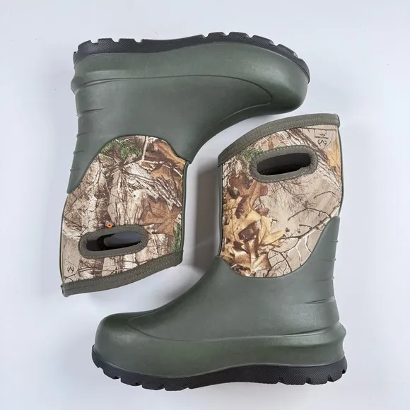 BOGS Neo Classic Realtree Camo Waterproof Insulated Winter Rain Boots Youth Sz 7