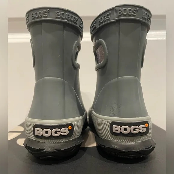 Bogs Skipper Solid Boots Waterproof Kids Size 4 Toddler Gray Rubber NEW W Box