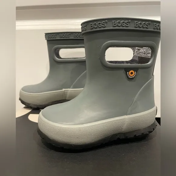 Bogs Skipper Solid Boots Waterproof Kids Size 4 Toddler Gray Rubber NEW W Box