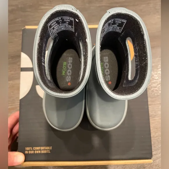 Bogs Skipper Solid Boots Waterproof Kids Size 4 Toddler Gray Rubber NEW W Box