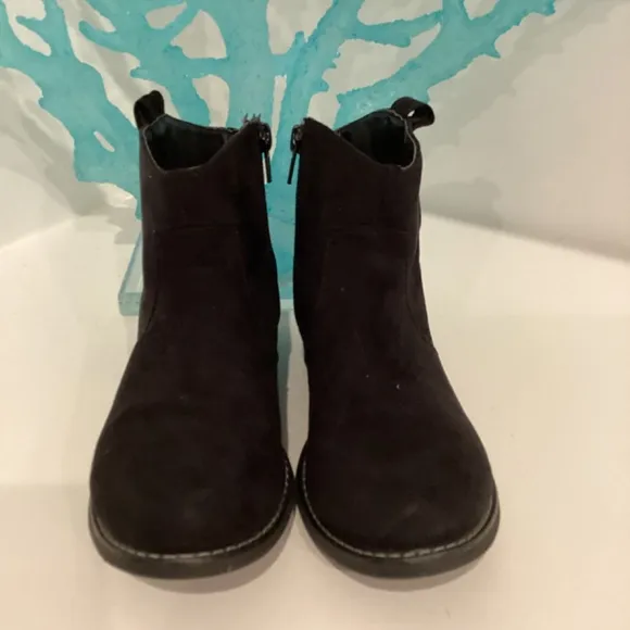 Bongo Girls Sierra Black Suede Ankle Cowboy Sz 2 Boots Crystal Embellished Star