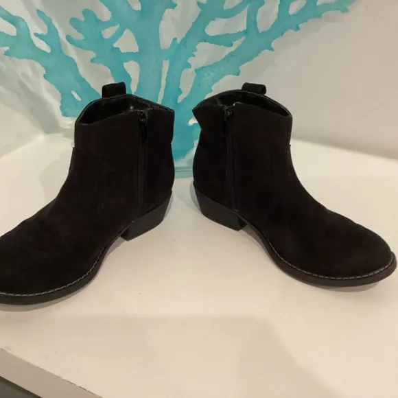 Bongo Girls Sierra Black Suede Ankle Cowboy Sz 2 Boots Crystal Embellished Star