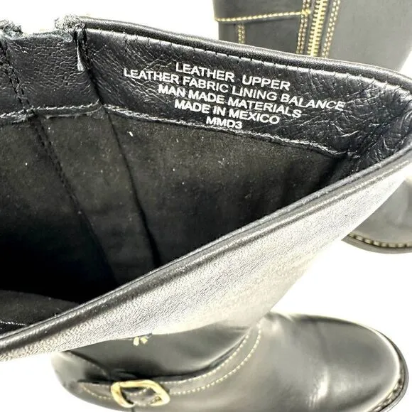 Born Black Leather Delano Zip Up Buckle Mid-Height Riding Boots Size 6.5