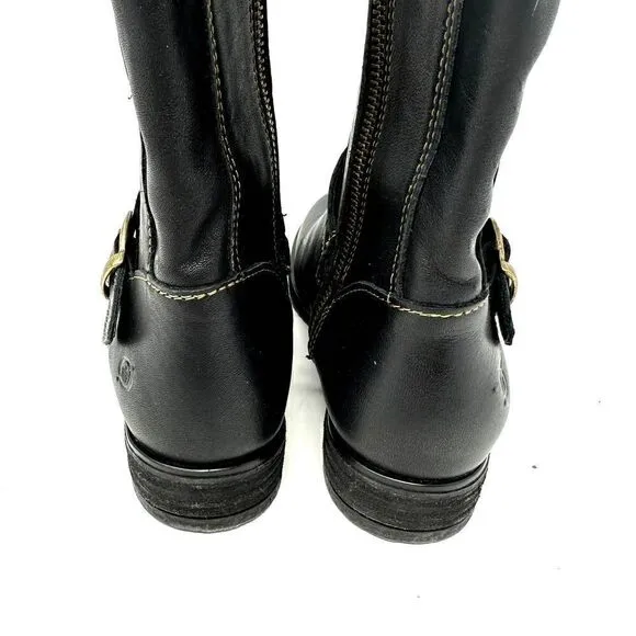 Born Black Leather Delano Zip Up Buckle Mid-Height Riding Boots Size 6.5