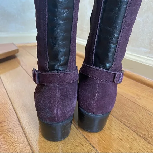 Born B.O.C. Women's Purple Cherry Wine Suede Leather Knee High Boots Sz 7 M