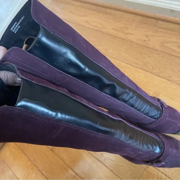 Born B.O.C. Women's Purple Cherry Wine Suede Leather Knee High Boots Sz 7 M