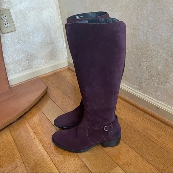 Born B.O.C. Women's Purple Cherry Wine Suede Leather Knee High Boots Sz 7 M