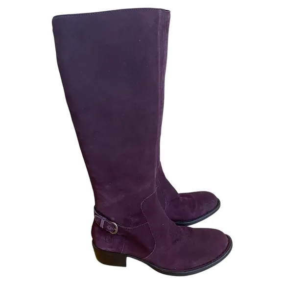 Born B.O.C. Women's Purple Cherry Wine Suede Leather Knee High Boots Sz 7 M