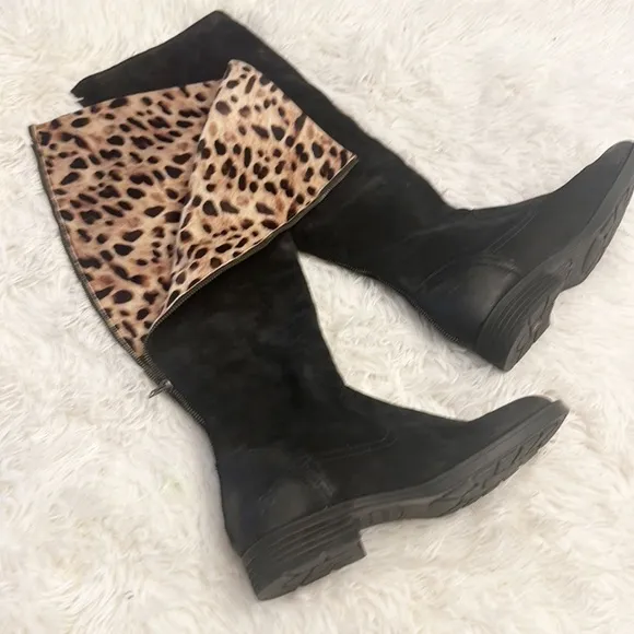 BORN Borman Knee High riding western black leather boots women size 8.5