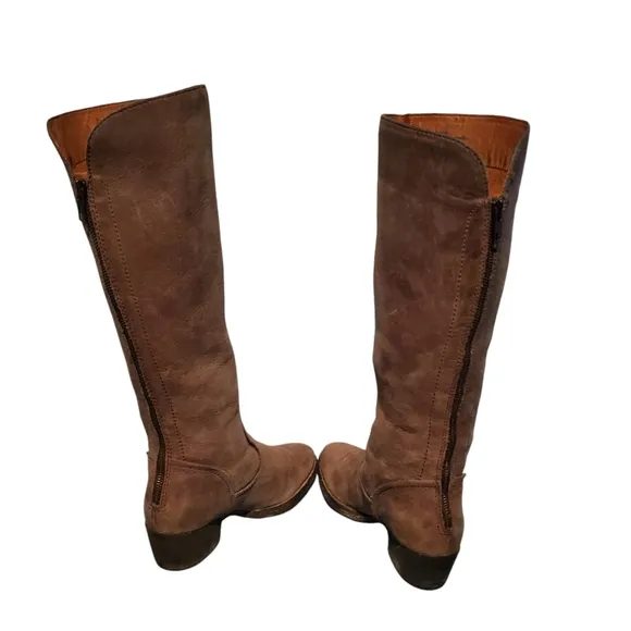 Born Brown Leather Knee-High Zip-Up Riding Boots Women's Size 8.5