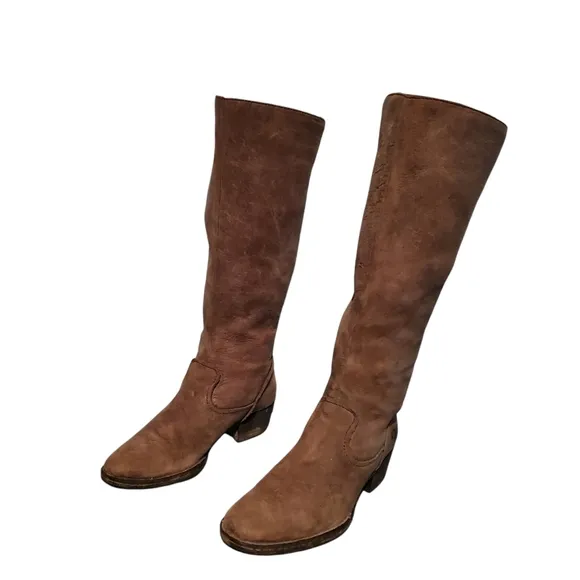 Born Brown Leather Knee-High Zip-Up Riding Boots Women's Size 8.5