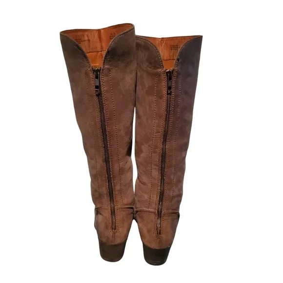 Born Brown Leather Knee-High Zip-Up Riding Boots Women's Size 8.5
