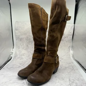 Born, Brown Over the Knee Boots with Straps and Suede Finish. Size 8.5/40.