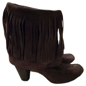 𝅺Born Brown Suede Fringe Boots Size 7
