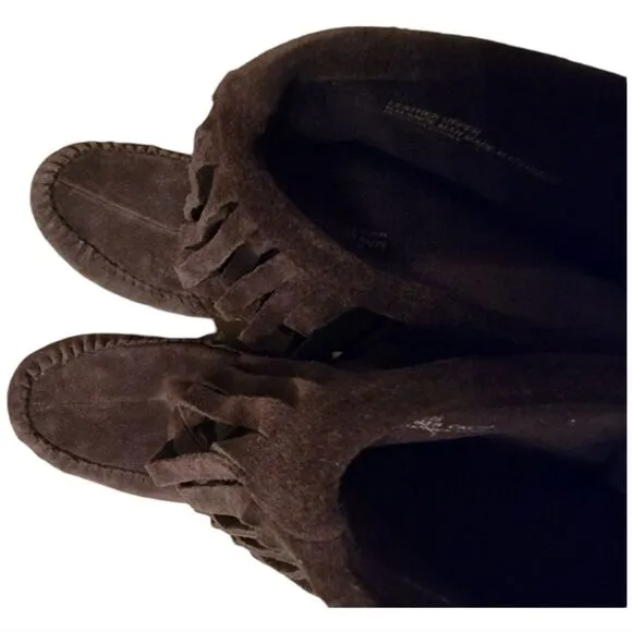 𝅺Born Brown Suede Fringe Boots Size 7
