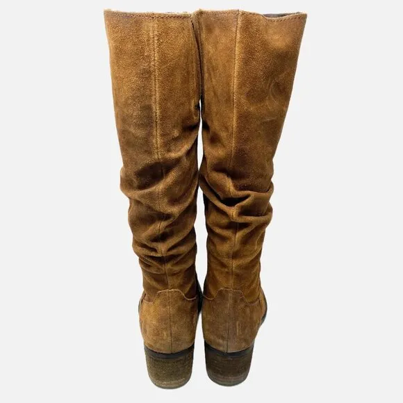 Born Brown Suede Slouchy Tall Boots Women's Size 9 EUC Block Heel