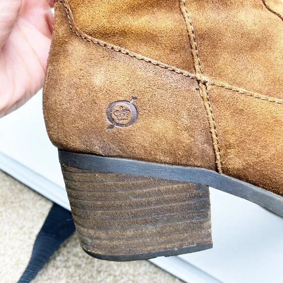 Born Brown Suede Slouchy Tall Boots Women's Size 9 EUC Block Heel
