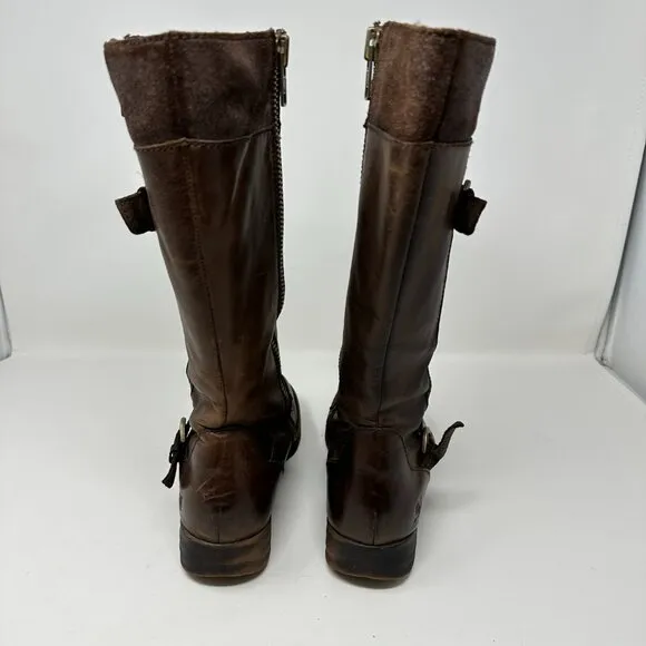 Born KENDALL Women's Boots Brown Leather Tall Biker Riding Boots 8M