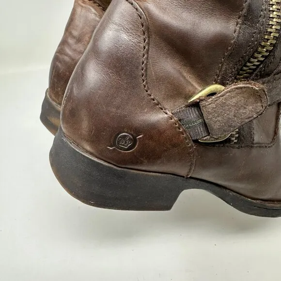 Born KENDALL Women's Boots Brown Leather Tall Biker Riding Boots 8M