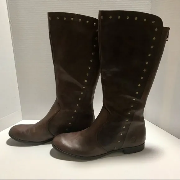 Born Larsen Genuine Leather Studded Riding Knee Boots
