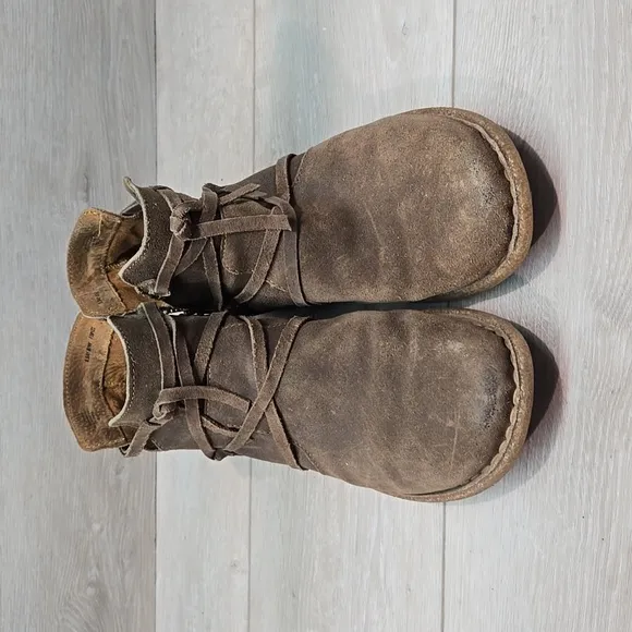 Born Women Tarkiln Leather Brown Suede Ankle Boots Shoes Sz 9.5