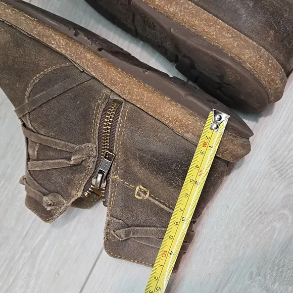 Born Women Tarkiln Leather Brown Suede Ankle Boots Shoes Sz 9.5