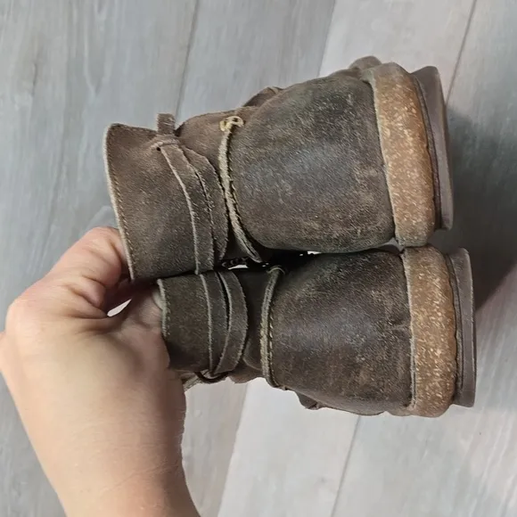 Born Women Tarkiln Leather Brown Suede Ankle Boots Shoes Sz 9.5