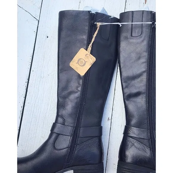 Born Women's Black Leather Knee High Shaunie Riding Boots Sz US 6.5 EU 37