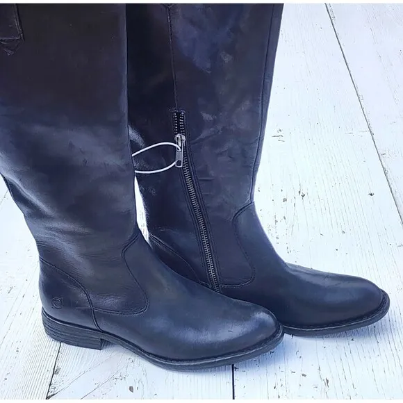 Born Women's Black Leather Knee High Shaunie Riding Boots Sz US 6.5 EU 37