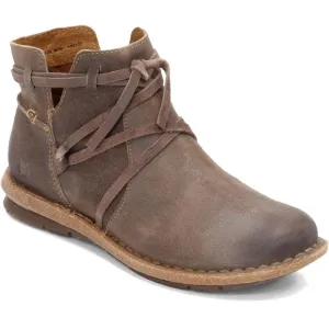Born Women's Brown Tarkiln Suede Ankle Boots Size 8.5 US Zip Leather Wrap Laces