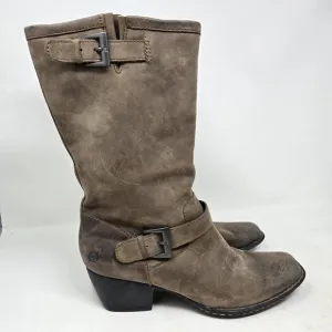 BORN Women's Midcalf Mollie Brown Leather Riding Boots Size 9.5 | 41