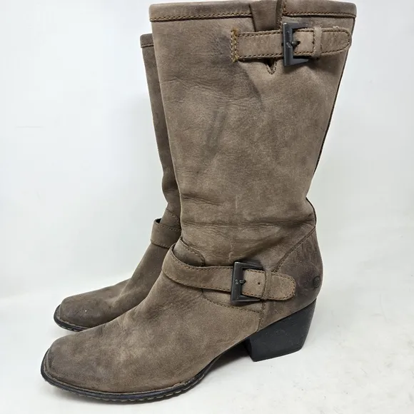 BORN Women's Midcalf Mollie Brown Leather Riding Boots Size 9.5 | 41