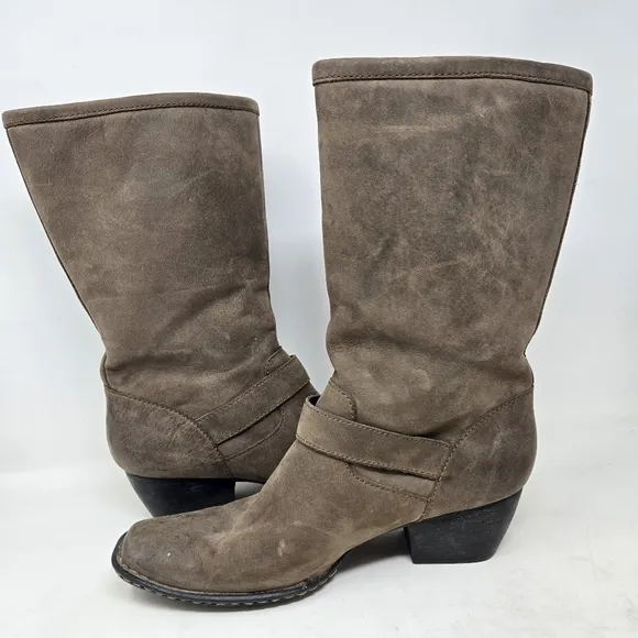 BORN Women's Midcalf Mollie Brown Leather Riding Boots Size 9.5 | 41