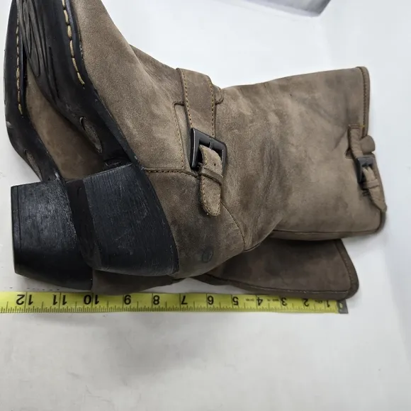 BORN Women's Midcalf Mollie Brown Leather Riding Boots Size 9.5 | 41