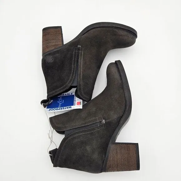 Bos &amp; Co Belfield Ankle Boots 9 Oiled Suede Round Toe Waterproof‎ Western Grunge