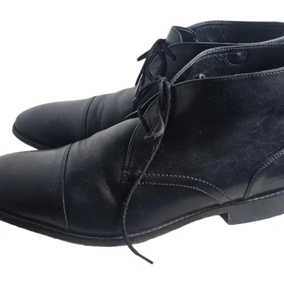 Bostonian Commonwealth Mens Size 12 M Black Leather Lace Up Ankle Boots