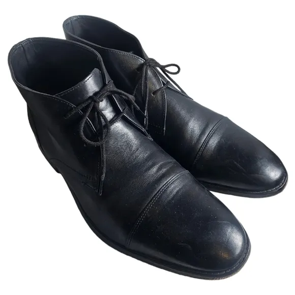 Bostonian Commonwealth Mens Size 12 M Black Leather Lace Up Ankle Boots