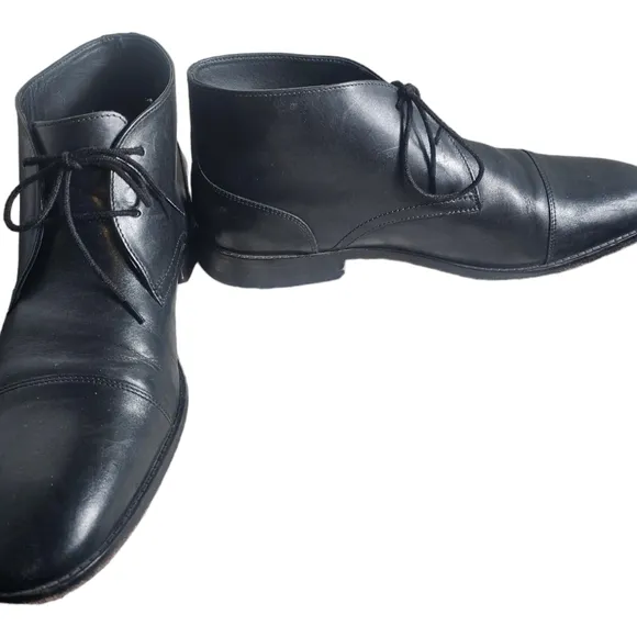 Bostonian Commonwealth Mens Size 12 M Black Leather Lace Up Ankle Boots