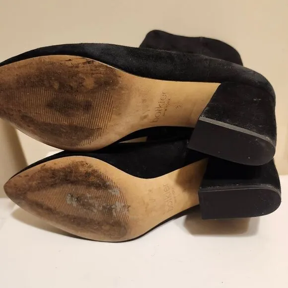 Botkier &quot;Sasha&quot; Black Luxe Suede Chunk Heel Ankle Boots sz.8 MSRP $265