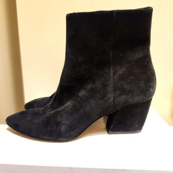 Botkier &quot;Sasha&quot; Black Luxe Suede Chunk Heel Ankle Boots sz.8 MSRP $265