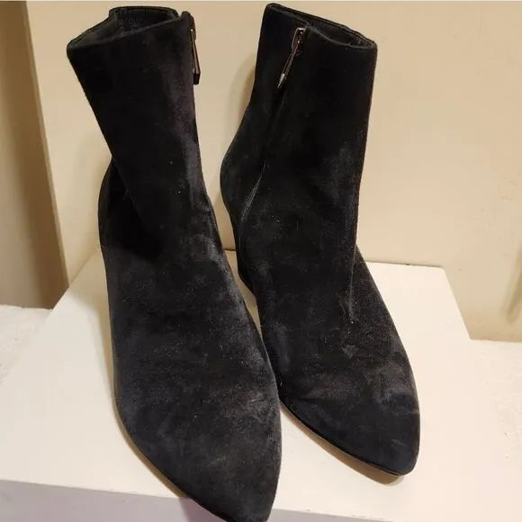 Botkier &quot;Sasha&quot; Black Luxe Suede Chunk Heel Ankle Boots sz.8 MSRP $265