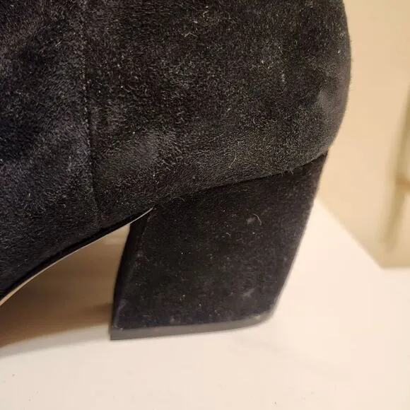 Botkier &quot;Sasha&quot; Black Luxe Suede Chunk Heel Ankle Boots sz.8 MSRP $265