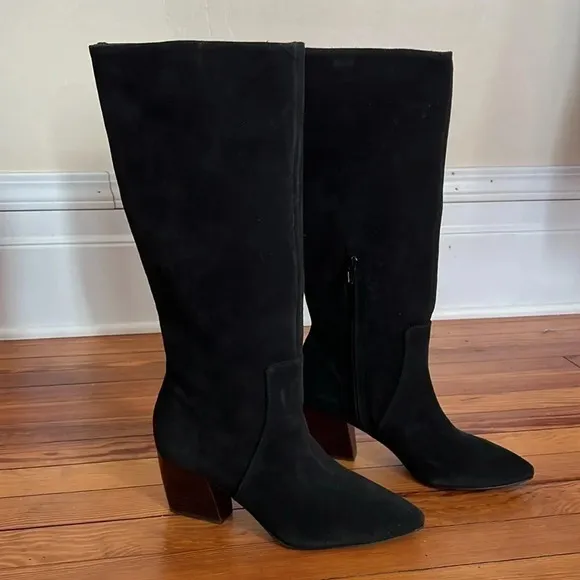 Botkier Sharon Black Suede Knee Boots - Size 8.5